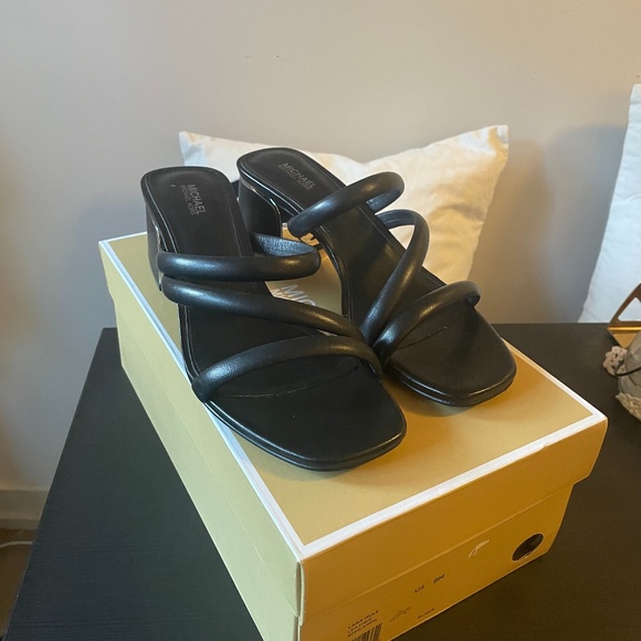 Michael Kors - Black Strappy Open-Toe Mule Sandals - Picture 1 of 3